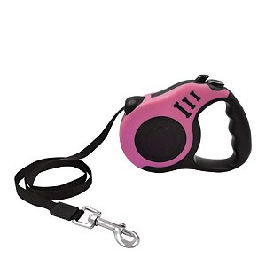 Guia Retratil Stop/go 5mt Rosa /preto Napi