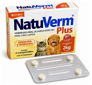 NATU VERM PLUS 132MG - 2KG (com 4 comprimido)