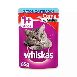 WHISKAS SACHE CASTRADO CARNE 85G