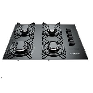 Fogão Cooktop À Gás  Esmaltec Gourmet 4 bocas Preto