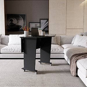 Mesa Escritório Dobrável com Rodizio Home Office Tecnomobili Preto