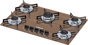 Cooktop 5 Bocas Chamalux Ultra Chama  Amadeirado Escuro