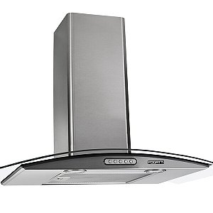 Coifa De Parede Fogatti Vidro Curvo Slim Inox 4 E 5 Bocas 70cm - 127V