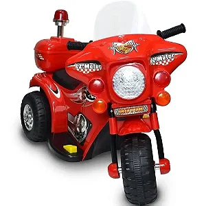 Mini Moto Elétrica Polícia Infantil Importway Vermelho