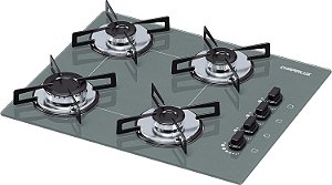 Cooktop 4 bocas Chamalux ultra chama Bivolt Trempe de Chapa Cinza