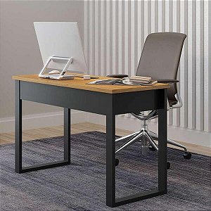 Mesa Escritório Industrial com Gaveta MDF F11 Dalla Costa Freijó/Preto
