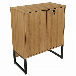 Armário Baixo Para Escritório 2 Portas E Chave Me4154 60cm Amêndoa/preto - Tecnomobili