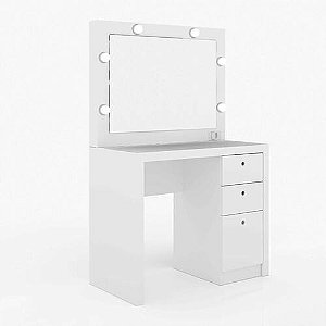 Penteadeira Camarim Com Espelho E Led 3 Gavetas Pe2010 90cm Branco - Tecnomobili