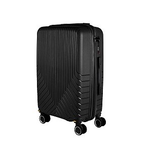 Mala De Viagem Média Polipropileno Ultraleve 23kg Rodas 360° Com Cadeado Embutido Preta