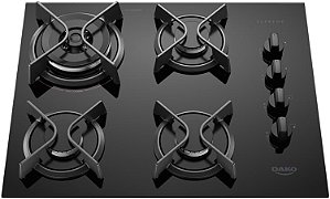 Cooktop 4 Bocas Preto com Mesa de Vidro e Tripla Chama Dako Supreme Bivolt