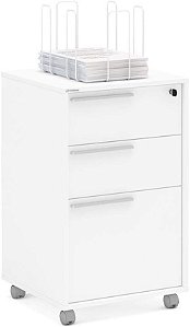 Gaveteiro Arquivo Com Rodízios Maia 3 Gavetas Com Chave Branco - Politorno