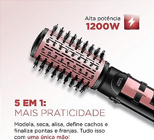 Escova Rotativa Mondial ER-10 1200W Rose/Preto