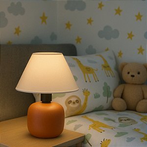 Abajur de Mesa Pequeno Bojaozinho Iluminação com Encanto para Quartos de Criança Ambientes Compactos Casas Litorâneas  Terracota