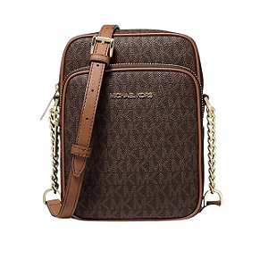 Bolsa Transversal Jet Set Logo - Marrom
