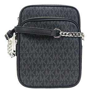 Bolsa Transversal Jet Set Logo - Preto