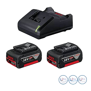 KIT 1 CARREGADOR E 2 BATERIAS BOSCH GAL 18V40 2X GBA 18V 40 AH