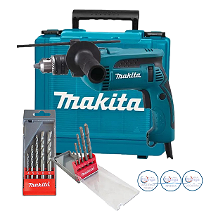 FURADEIRA DE IMPACTO MAKITA HP 1640KX1 760W 127V COM MALETA E KIT BROCA