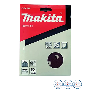10 DISCOS DE LIXA 125MM GRÃO 60 MAKITA - D-54140