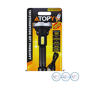 LANTERNA LED RECARREGÁVEL  3W+COB ATOPY – ATP-23196