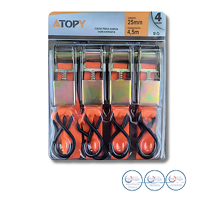 CINTA PARA CARGA 4,5M X 25MM COM CATRACA 4 PEÇAS ATOPY – ATP-21515