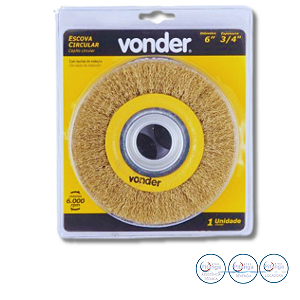 ESCOVA CIRCULAR 6" X 3/4" COM BUCHA DE REDUÇÃO VONDER - 63.25.000.634