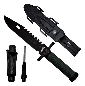 Faca Tática Xingu Bainha Bússola Apito Amolador Caça Pesca