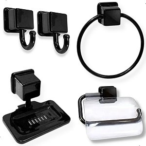 Kit 5pç Acessorios Banheiro Porta Toalhas Papeis Saboneteira ArqPlast