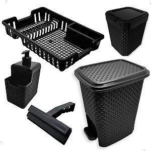 Organizador Pia Porta Detergente Lixeira Rodo Escorredor 5pç