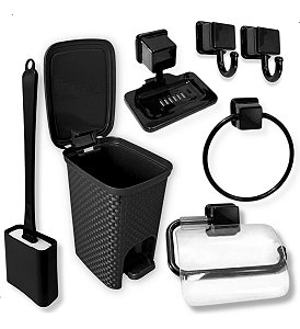 Kit Porta Acessórios Banheiro Lixeira Pedal Escova Sanitaria