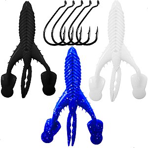 Kit 3 Iscas Craw Padlle + Anzol OffSet 4/0 5pçs