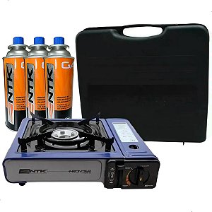 Fogareiro Nautika Fogão Portátil A Gás Camping + 3 Refil Ntk