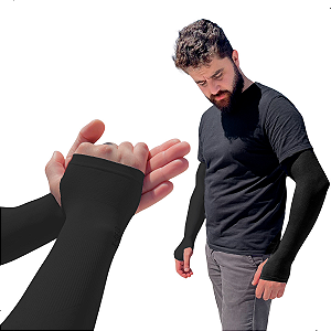 Manguito Proteção Solar UV50+ Ciclismo, Pesca e Vôlei Preto/Branco