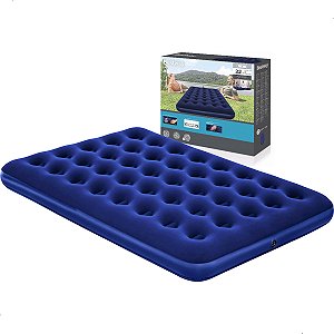 Colchão Inflavel Casal Azul Suporta 300kgs Camping Bestway