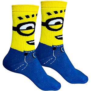 Meia Esportiva Divertida Cano Medio Minions