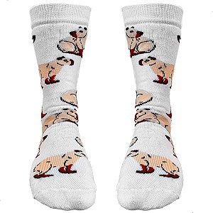 Meia Esportiva Divertida Cano Medio Capivara