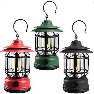 Lampião Luminária Led Retrô USB Recarregável