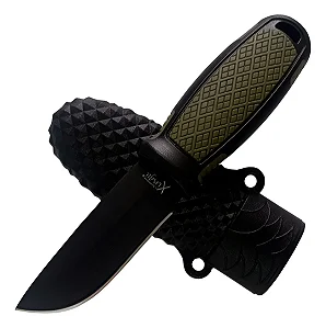 Faca Esportiva Com Bainha Verde e Cordão de Pescoço