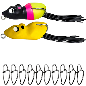 Kit 2 Iscas Ratinhu Frog e 10 Snap Matadeira Traira Tucunaré