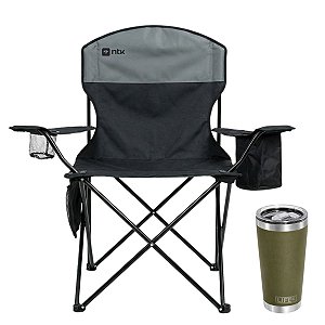 Kit Cadeira Camping Dobravel Ntk + Copo Térmico Inox 591ml