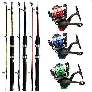 Kit Pesca Completo 3 Varas 1m A 1,80m Kenzu E 3 Molinetes Summer