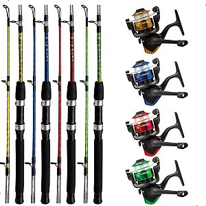 Kit Completo Pesca 4 Varas 1m A 1,80m Kenzu E 4 Molinetes Summer