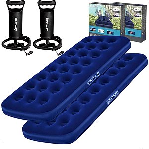 Kit 2 Colchões Infláveis Solteiro Bestway C 2 Bombas Ar