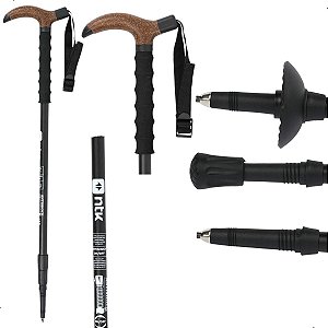 Bastão Caminhada Nautika Retratil Preto T Grip Anti-shock