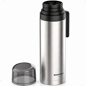 Garrafa Térmica Soprano Inox 1l Slim Quente e Frio com Alça