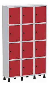 Armário Locker Guarda Volume Aço Light 12 Portas Portas Vermelha