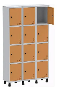 Armário Locker Guarda Volume Aço Light 12 Portas Portas Laranja