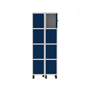 Armário Locker Guarda Volume Aço Light 08 Portas azul
