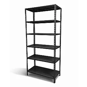 Estante De Aço 60x91x198 Com 6 Prateleiras 90kg Por Bandeja preta