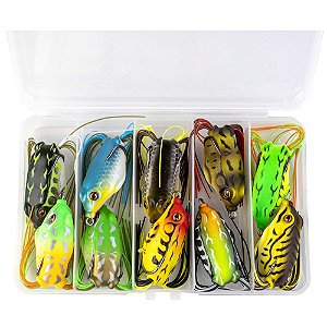 Kit 10pçs Isca Sapo Frog Anti Enrosco Sapinho De Superfície