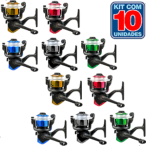 Kit 10pçs Molinete 1 Rolamento Com Linha